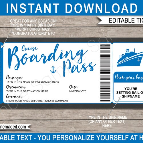 Royal Caribbean Cruise Printable Ticket Boarding Pass - Etsy