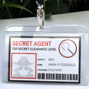 Spy Birthday Party Badge Secret Agent Badge Printable ID Badge Template INSTANT DOWNLOAD with Editable text you personalize at home image 4