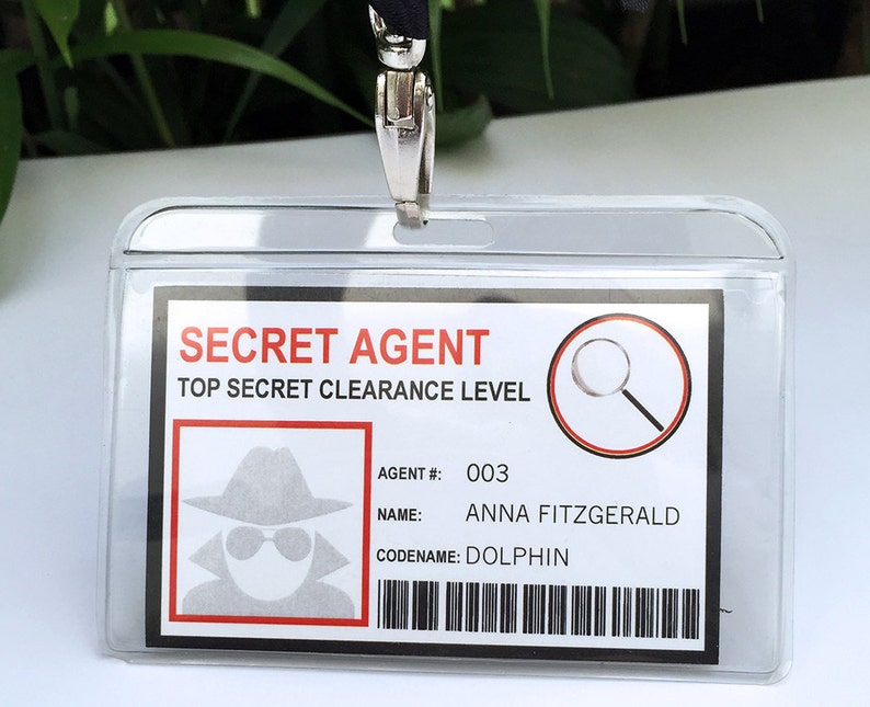 Spy Birthday Party Badge Secret Agent Badge Printable ID Badge Template INSTANT DOWNLOAD with Editable text you personalize at home image 4