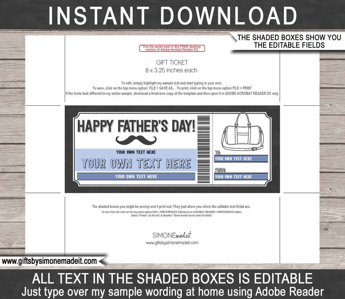 Weekend Getaway Coupon Template Printable Fathers Day Trip Etsy Weekend Getaway Coupon Template Printable Fathers Day Trip Etsy