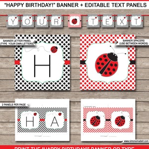 Editable & Printable Ladybug Birthday Party Banner Decorations template