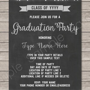 Graduation Party Invitations & Decorations Template Bundle Any Year Silver INSTANT DOWNLOAD EDITABLE text image 3