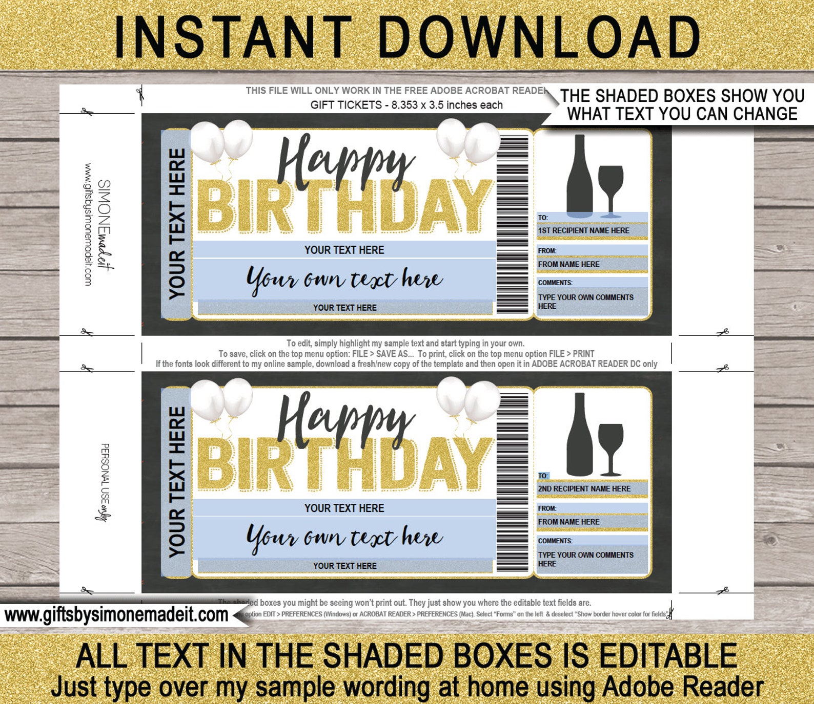 Wine Tasting Ticket Template Gift Certificate Voucher Card Printable