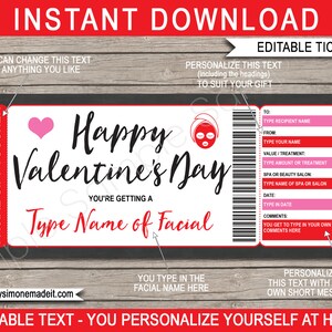 Valentine's Day Facial Gift Certificate Template - Printable Voucher ...