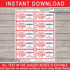 Santa Gift Tags Template Printable Christmas Labels Stickers Tags - from Santa Claus - INSTANT DOWNLOAD with EDITABLE Names