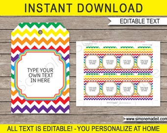 Rainbow Favor Tags Template - Printable Birthday Party Thank You Tags - Any Occasion Gift Tags - EDITABLE TEXT DOWNLOAD - you personalize