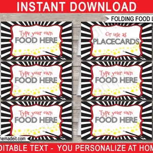 Magische voedseletiketten sjabloon - afdrukbare magische thema verjaardagsfeestje decoraties - Buffet Tags - plaatskaarten - INSTANT DOWNLOAD - BEWERKBARE tekst