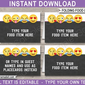 Emoji Party Template Bundle Invitation Printable Birthday Theme Decoration Package Pack Kit Set Collection Girls Emojional DOWNLOAD image 5