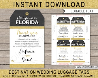 Destination Wedding Luggage Tags: Gold DIY Printable (INSTANT DOWNLOAD)