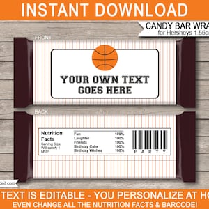 Basketball Party Candy Bar Wrappers - Party Favors - Chocolate Label ...