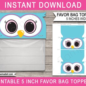 Printable Owl Favor Bag Toppers Template - Owl Theme Birthday Party or ...