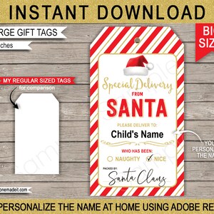 Etiqueta grande editável para Papai Noel: Etiqueta de entrega especial (DOWNLOAD INSTANTÂNEO)