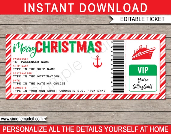 Christmas Cruise Trip Ticket Surprise Gift Voucher (Download Now