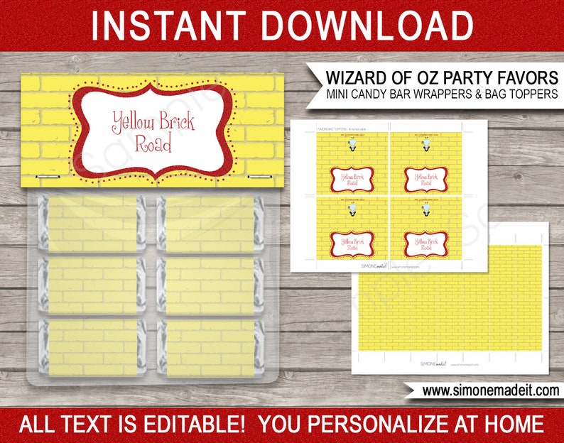 Wizard of Oz Decorations & Invitation Printable Template Bundle full Package Pack Set Kit Collection INSTANT DOWNLOAD EDITABLE text image 10