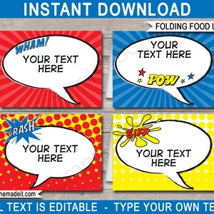 Printable superhero food labels
