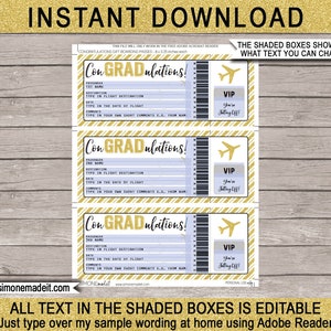 Graduation Gift Boarding Pass Ticket - Printable Plane Ticket ...