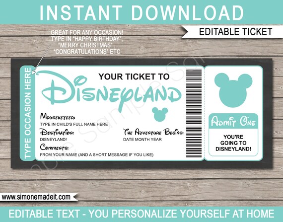 printable ticket to disney template surprise disneyland