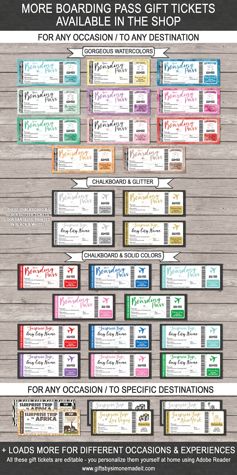 Fake Boarding Pass Template Plane Ticket Gift Printable, Surprise Airline Airplane Flight Destination Vacation Trip Reveal, INSTANT DOWNLOAD image 3