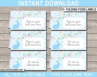 Easter Food Labels - Easter Theme - Easter Buffet Food Tags - Easter Placecard - Printable Decorations - INSTANT DOWNLOAD with EDITABLE text