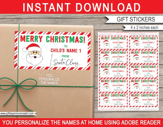 Personalized Printable Christmas Gift Tags Template (Instant