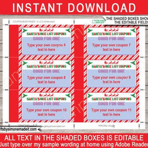 Santa Coupon Book Template - Printable Nice List Vouchers - Easy ...
