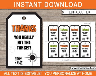 Laser Tag Favor Tags Template - Printable Birthday Party Thank You Tag - INSTANT DOWNLOAD - EDITABLE text