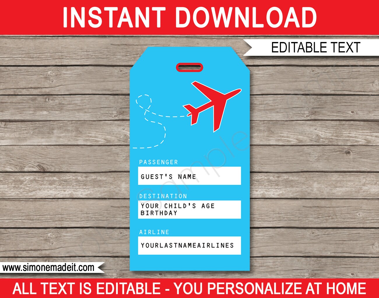 Airplane Luggage Tags or Favor Tags Plane Thank You Tags Etsy