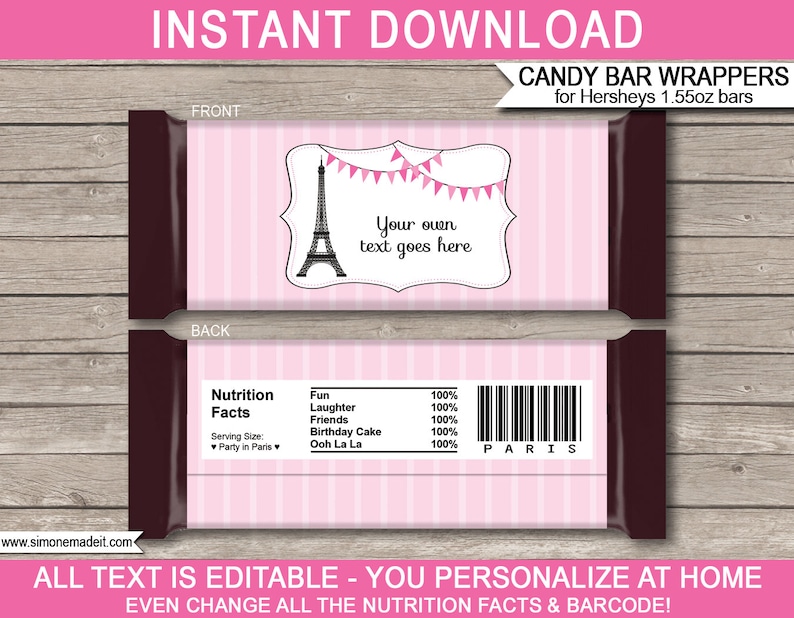 Paris Theme Party Templates with Invitation Printable Girls Birthday Decoration Bundle Pack Package Set Kit Collection DIY EDITABLE TEXT image 7