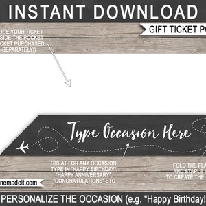 Pochette imprimable pour billets cadeaux - Joyeux anniversaire, anniversaire, retraite, voyage surprise - TÉLÉCHARGEMENT IMMÉDIAT avec texte MODIFIABLE