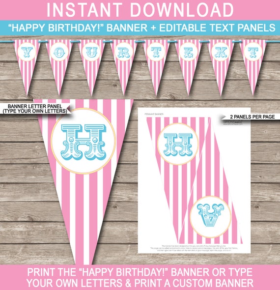 girls carnival party banner circus party happy birthday banner happy birthday customized banners