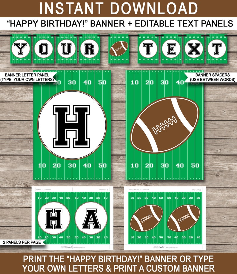 Football Party Template Bundle Invitation Printable Birthday Decoration Pack Package Kit Set Collection EDITABLE TEXT DOWNLOAD image 6