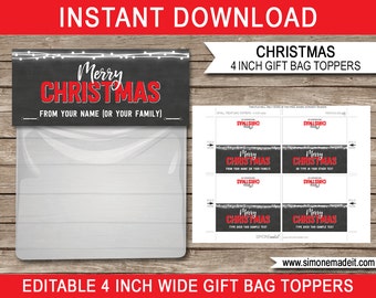Editable Christmas Gift Bag Toppers - 4 inch (Instant Download)