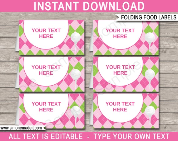 Golf Party Food Labels Golf Theme Party Pink Girls