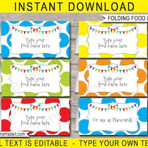 Polkadot Food Labels Template: Editable Party Buffet Tags (Instant Download)
