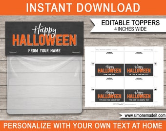 Halloween Favor Bag Toppers - Printable Class Favors, Classroom Treat, Gifts for kids - 4 inches wide - INSTANT DOWNLOAD with EDITABLE text