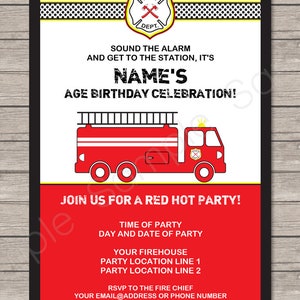 Fireman Party Decorations Invitation Printable Template Bundle Firetruck Package Pack Set Kit Collection INSTANT DOWNLOAD text EDITABLE image 3