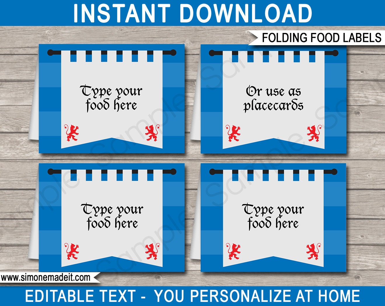 Knight Party Food Labels Medieval Theme Party Food Buffet Etsy