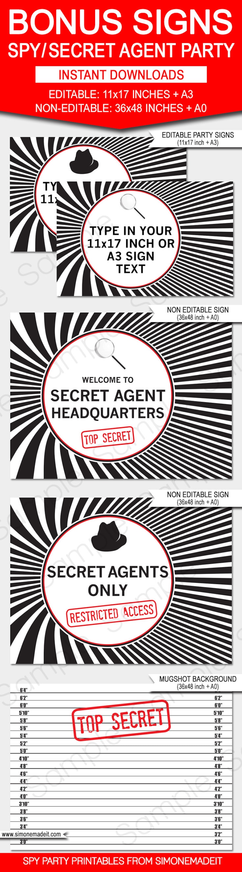 Secret Agent Party Templates Invitation Printable Spy Theme Birthday Party Decorations DIY EDITABLE TEXT image 10