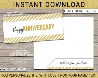 Afdrukbare envelop cadeaukaartje jubileum, gouden glitter (INSTANT DOWNLOAD)