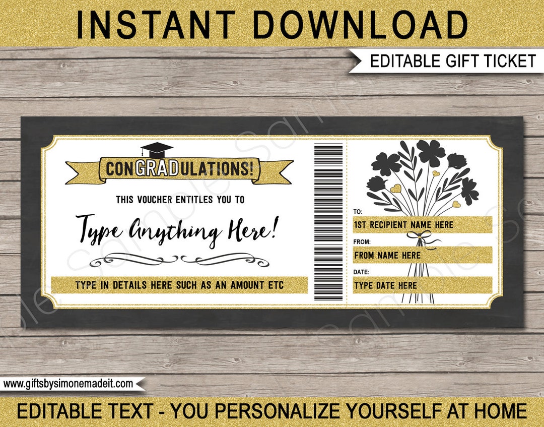 Graduation Gift Voucher Coupon Template Printable Congratulations Gift