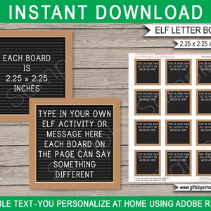 Elf Letter Boards Printable Template - Editable Props Letterboards - Santa's Workshop North Pole - Custom - INSTANT DOWNLOAD - EDITABLE text