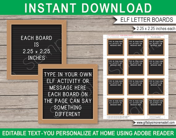 Elf Letter Boards Printable Template - Editable Props Letterboards - Santa's Workshop North Pole - Custom - INSTANT DOWNLOAD - EDITABLE text Il_570xn