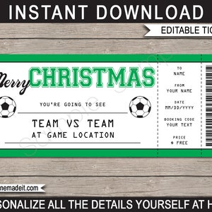 Fußball Spiel Karte Weihnachtsgeschenk - Überraschungskarten für Fußball Fußballspiel - Druckbare Vorlage - SOFORTIGER DOWNLOAD - EDITIERBAR Geschenkgutschein