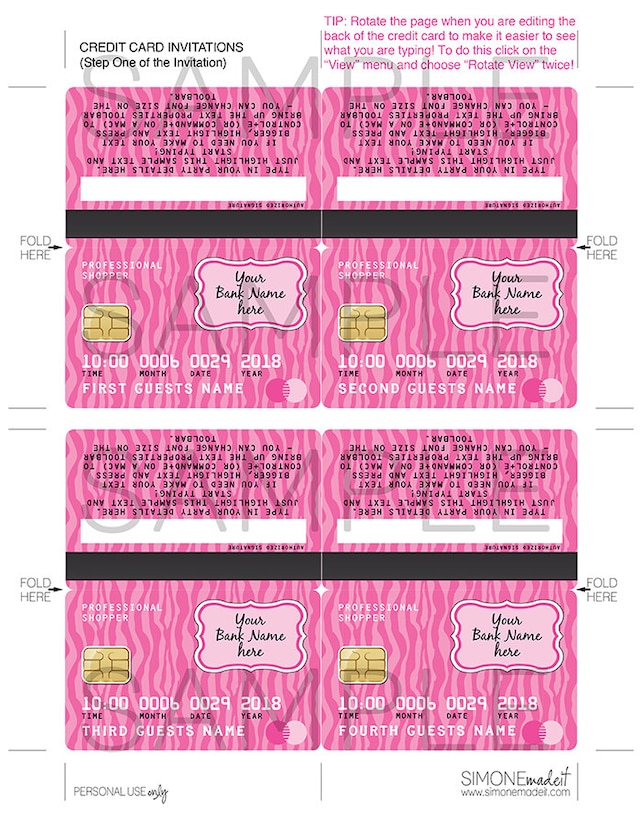 Mall Scavenger Hunt Invitation Template Credit Card Birthday