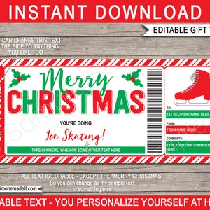 Ice Skating Gift Voucher Template Certificate Ticket - Printable ...