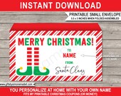 Printable Christmas Envelope Template - Elf Gift Last Minute Personalized - INSTANT DOWNLOAD with EDITABLE Name - Santas Workshop Il_170x135