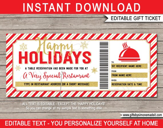 Meal Voucher Template - Restaurant Table Reservation, Night Out, Dinner