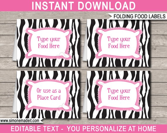 Slumber Party Food Labels - Sleepover Theme - Food Buffet Tag - Placecard - Printable Party Decoration - INSTANT DOWNLOAD with EDITABLE text Il_570xn