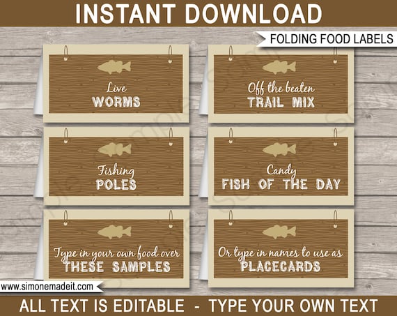 Fishing Food Labels Template Printable Gone Fishing Theme Birthday Party  Decorations INSTANT DOWNLOAD EDITABLE Text -  Canada