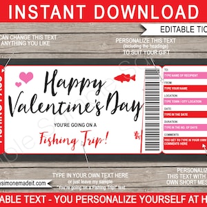 Angelausflug Ticket Vorlage - Druckbare Valentinstag Geschenkgutschein Pass - Überraschung Angelausflug Reveal Idee - SOFORTIGER DOWNLOAD